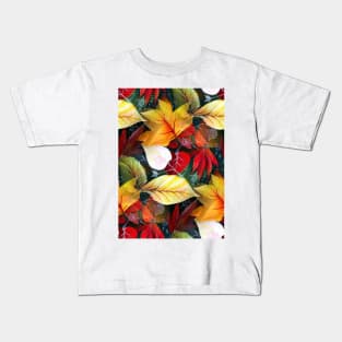 Ephemeral Autumn Foliage in Watercolor Vivid Bold Eath Colors Kids T-Shirt